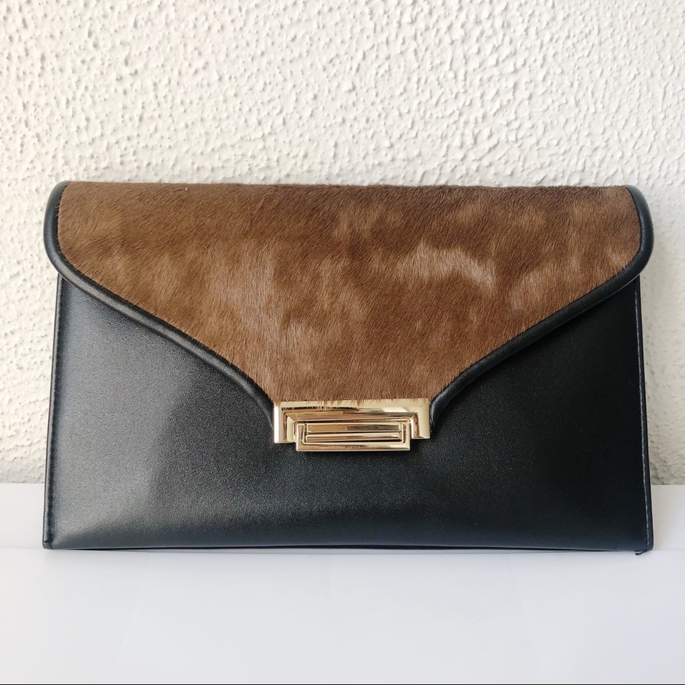 INZI | Vegan Leather and Pony Hair Envelope Clutch